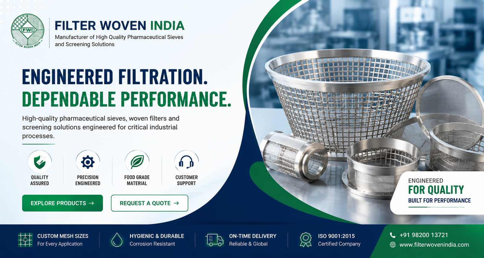 Industrial filtration and pharmaceutical sieve solutions